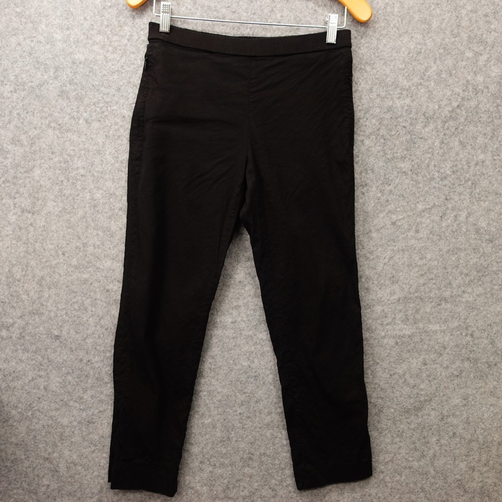 THEORY Treeca Crop Pants Womens 2 Black Linen Pull On Stretch Light Summer 28x25